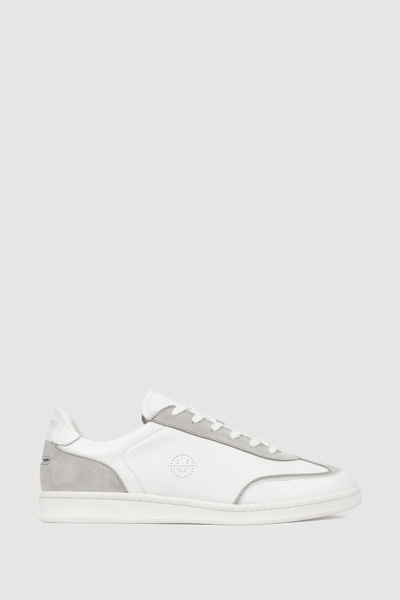 Unseen Footwear Leather Suede Trainers In Grey/white