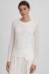 REISS HAZEL - IVORY KNITTED CREW NECK TOP, S
