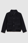 REISS BAS - NAVY TEEN SUEDE FRONT POCKET JACKET, UK 13-14 YRS