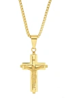HMY JEWELRY MENS' 18K GOLD PLATE STAINLESS STEEL CRUCIFIX PENDANT NECKLACE