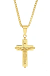 Hmy Jewelry Mens' 18k Gold Plate Stainless Steel Crucifix Pendant Necklace In Gold