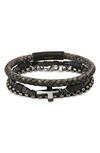 HMY JEWELRY MENS' MIXED BRACELETS SET OF 3