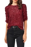 VINCE CAMUTO PUFF SLEEVE SEQUIN BLOUSE