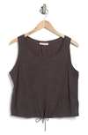 Lucky Brand Knit Drawstring Hem Utility Top In Blackened Pearl