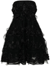 SIMONE ROCHA BLACK RUFFLED TULLE MINI DRESS