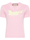 GUCCI PINK LOGO-PRINT COTTON T-SHIRT