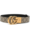 GUCCI BLACK AND BEIGE GG MARMONT REVERSIBLE BELT