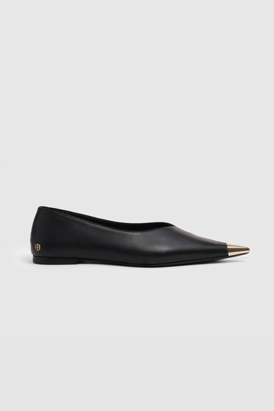 Anine Bing Nina Flats With Metal Toe Cap In Black