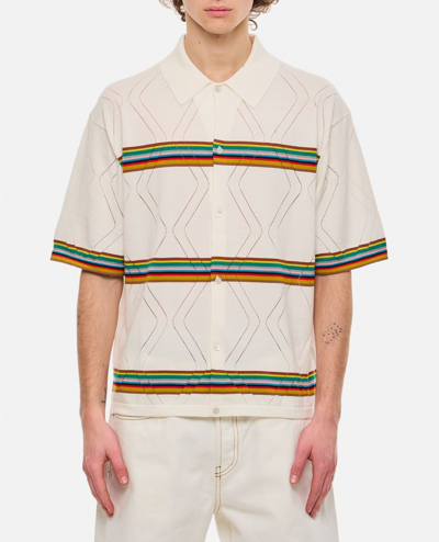 Paul Smith Mens Knitted Ss Shirt In White