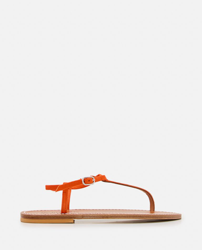 K.jacques Picon Leather Sandals In Orange