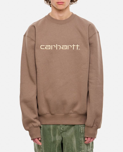 Carhartt Cotton Sweatshirt In Brown