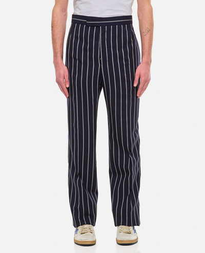 Thom Browne Striped Straight-leg Wool Trousers In Blue