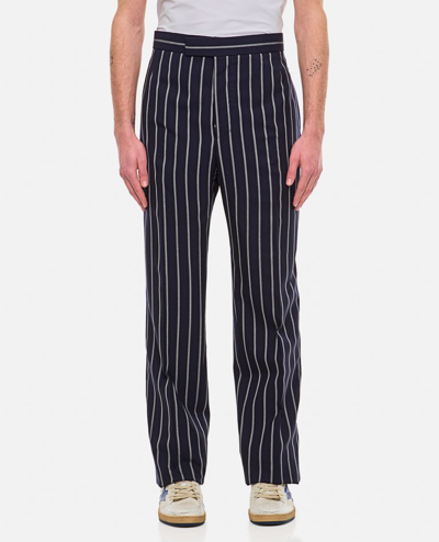 Thom Browne Striped Straight-leg Wool Trousers In Black