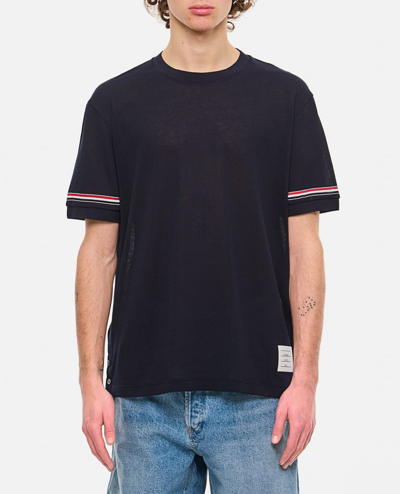 Thom Browne Blue T-shirt With Striped Detail