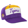 MITCHELL & NESS YOUTH MITCHELL & NESS WHITE/PURPLE LSU TIGERS RETRO SPORT COLOR BLOCK SCRIPT SNAPBACK HAT