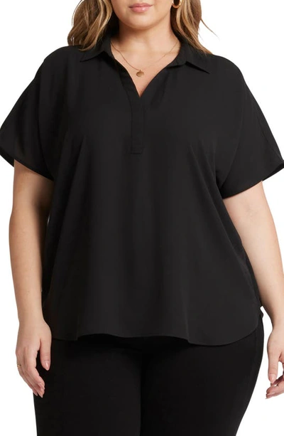 Nydj Becky Georgette Popover Top In Black