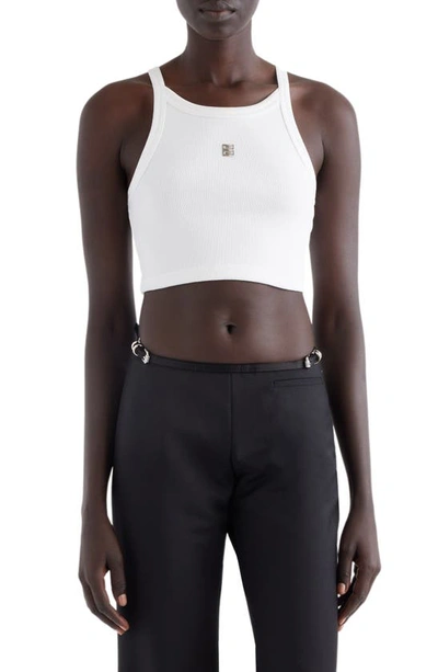 Givenchy 4g Rib Cotton Stretch Crop Tank In White