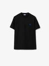 Burberry Blue T-shirt With Eks Logo Embroidered On The Front In Cotton Man In Black