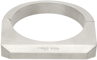 Rick Owens Beveled Bangle In Silver Tin