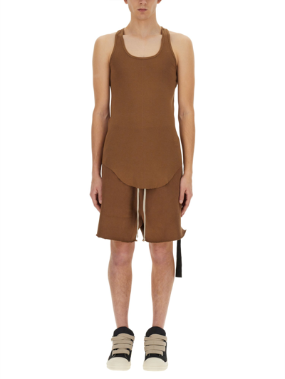 Rick Owens Drkshdw Cotton Tank Top In Brown