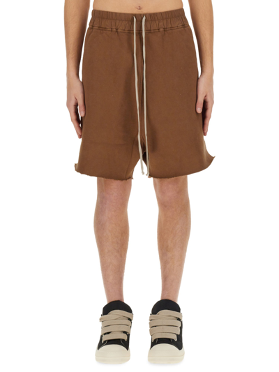 Rick Owens Drkshdw Pods Drawstring Drop-crotch Shorts In Brown