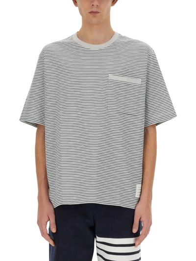 Thom Browne Oversized Cotton Pocket T-shirt In Azure