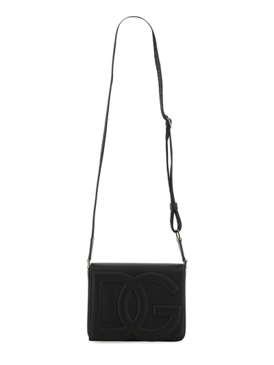 Dolce & Gabbana Medium Leather Shoulder Bag In Black