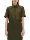 Max Mara Buttoned Short-sleeved Shirt In Military Green