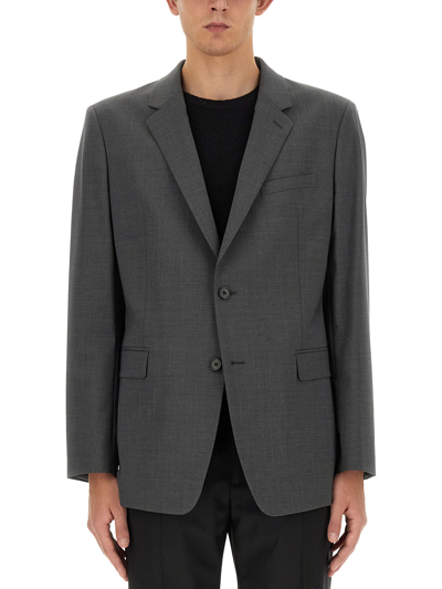 Theory Single Breasted Straight Hem Jacket In Grey