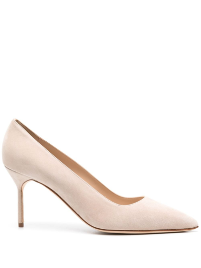 MANOLO BLAHNIK NEUTRAL BB 70 SUEDE PUMPS - WOMEN'S - CALF SUEDE/CALF LEATHER