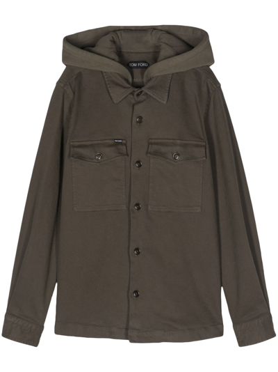Tom Ford Green Hooded Cotton Shirt