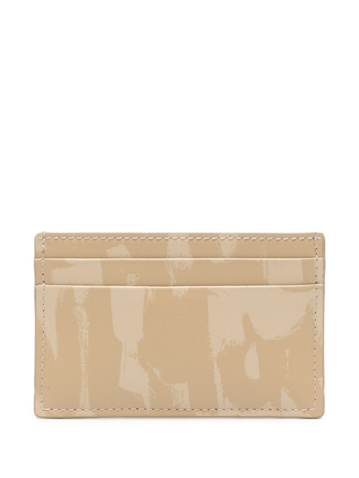 Alexander Mcqueen Neutral Graffiti-print Leather Card Holder In Neutrals