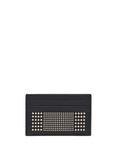 ALEXANDER MCQUEEN BLACK STUDDED LEATHER CARD HOLDER