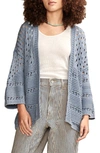 Lucky Brand Women's Cotton Crochet Open-front Cardigan Sweater In Mountain Spring Wash