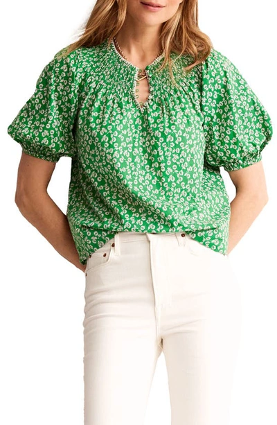 Boden Easy Stitch Detail Top In Green Tambourine, Ditsy Bud