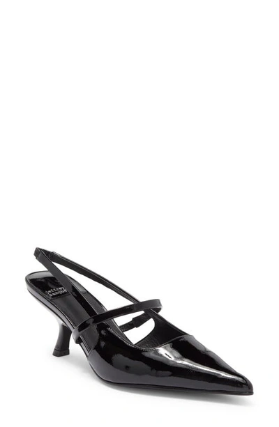 Jeffrey Campbell Tanya Pointed Toe Slingback Pump In Black Crinkle Patent