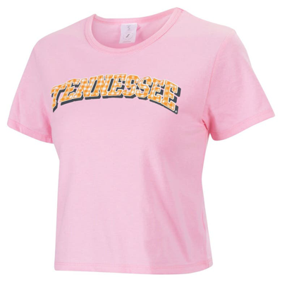 Zoozatz Pink Tennessee Volunteers Gingham Logo Cropped T-shirt