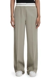 Reiss Green Contrast Waistband Wide Leg Suit Trousers In Green