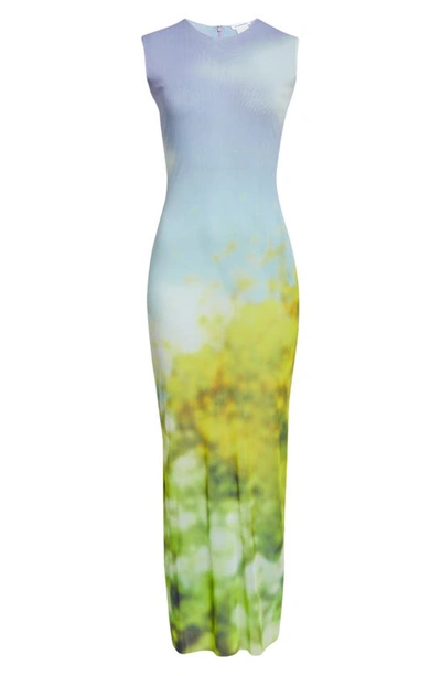 Acne Studios Flora Blurry Landscape Maxi Dress In Purple