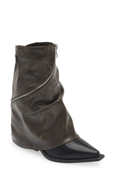 Azalea Wang Larkyn Water Resistant Pointy Toe Bootie In Brown