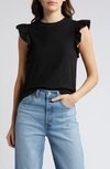 Nation Ltd Letta Ruffle Tank Top In Black In Jet Black