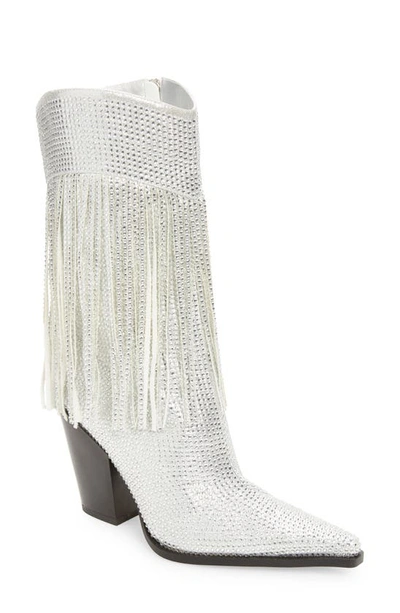 Azalea Wang Blythe Pointed Toe Western Boot In Silver