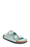 Birkenstock Arizona Big Buckle Slide Sandal In High Shine Surf Green