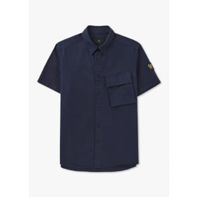 Belstaff Mens Scale Short Sleeve Shirt In Navy In Blue