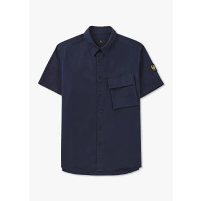 Belstaff Mens Scale Short Sleeve Shirt In Navy In Navy Fabric