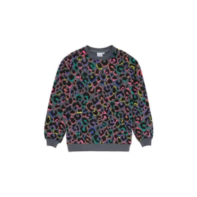 Scamp & Dude Grey With Rainbow Shadow Leopard Oversized Sweatshirt