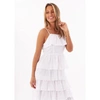 JOVONNA WOMENS HAVEN TIERED LACE SUMMER DRESS IN WHITE