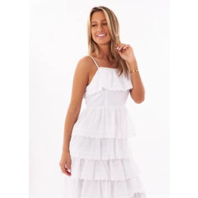 Jovonna Womens Haven Tiered Lace Summer Dress In White