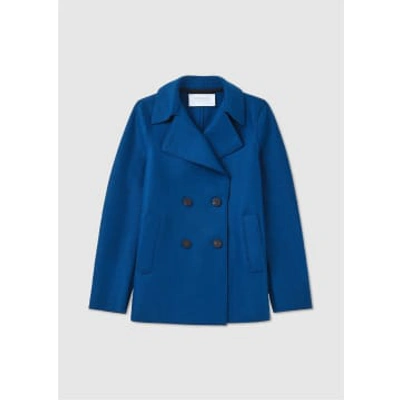 Harris Wharf Womens Pressed Wool Peacoat In Oxford Blue