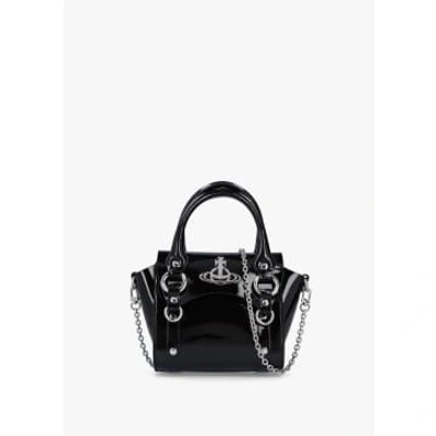 Vivienne Westwood Betty Orb Plaque Mini Chain Tote Bag In Black Fabric